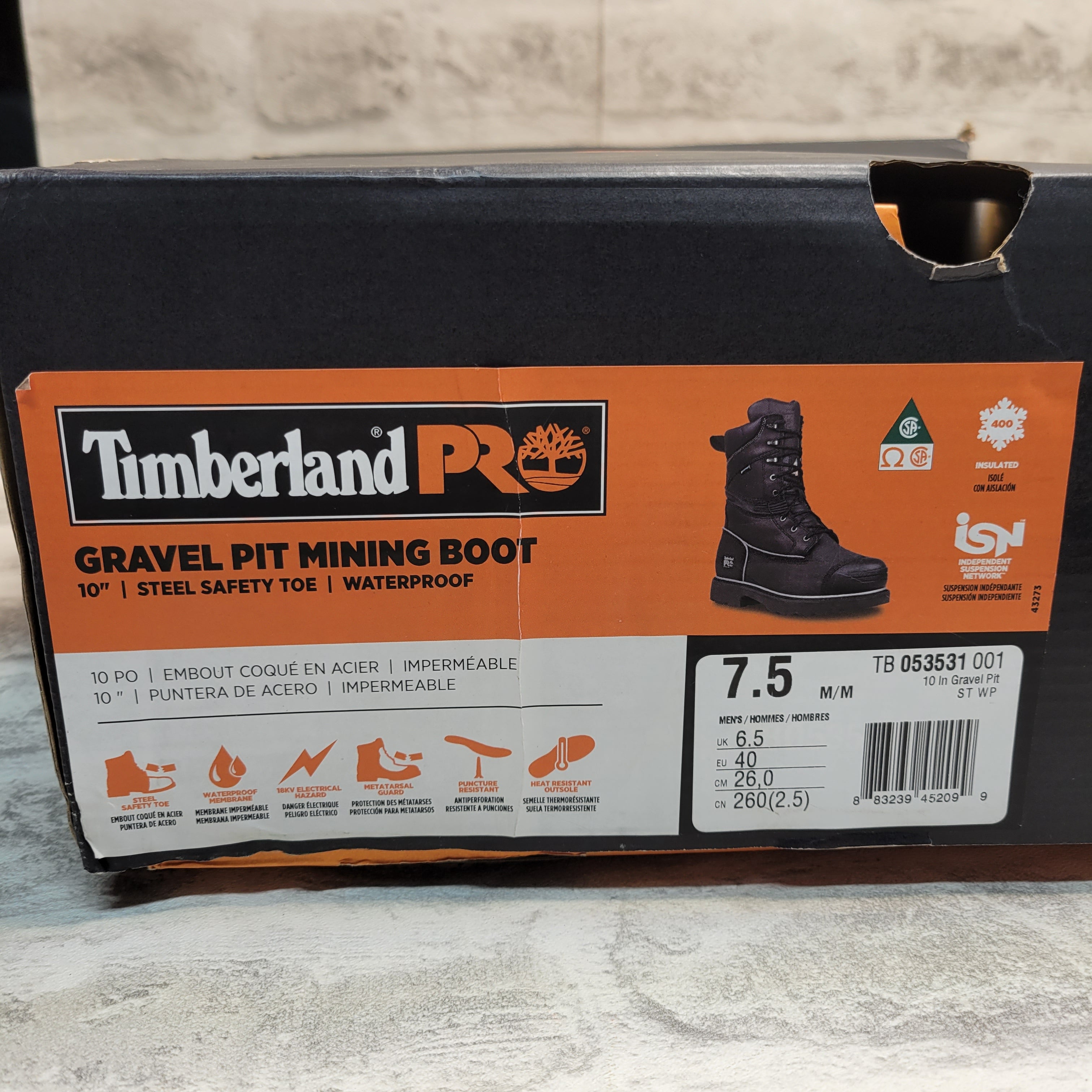 Timberland PRO Men's Gravel Pit 10" Steel-Toe Waterproof Boot, 7.5 Black (7869938073838)
